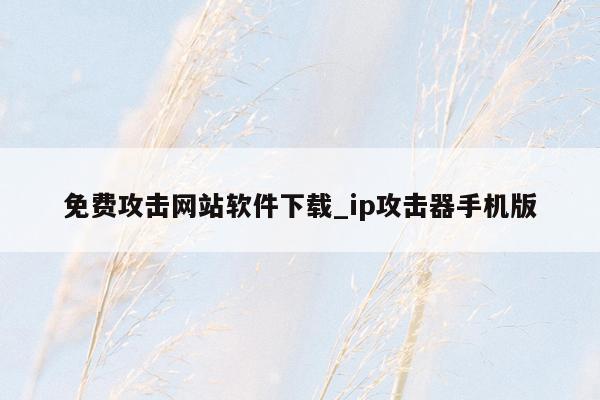 免费攻击网站软件下载_ip攻击器手机版