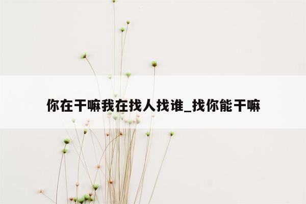 你在干嘛我在找人找谁_找你能干嘛