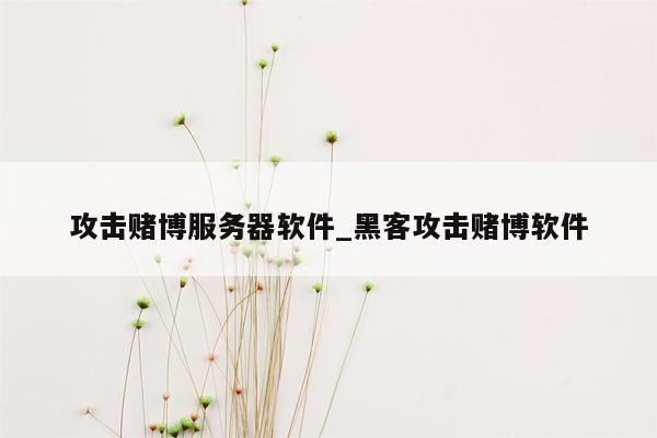 攻击赌博服务器软件_黑客攻击赌博软件