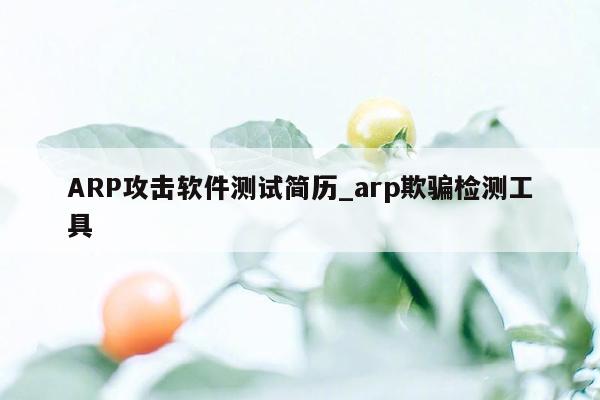 ARP攻击软件测试简历_arp欺骗检测工具