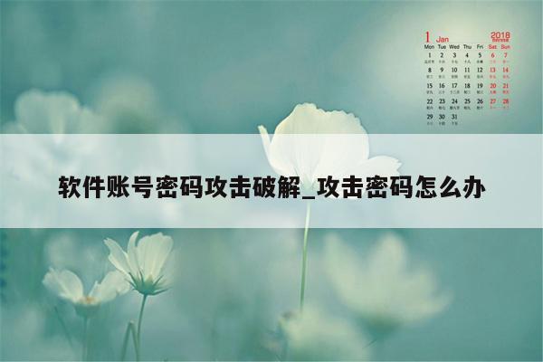 软件账号密码攻击破解_攻击密码怎么办