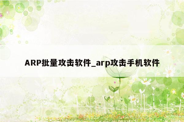 ARP批量攻击软件_arp攻击手机软件