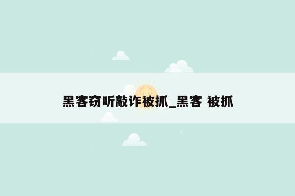 黑客窃听敲诈被抓_黑客 被抓