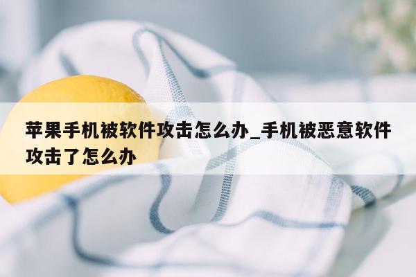 苹果手机被软件攻击怎么办_手机被恶意软件攻击了怎么办