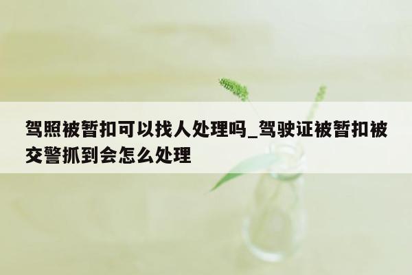 驾照被暂扣可以找人处理吗_驾驶证被暂扣被交警抓到会怎么处理