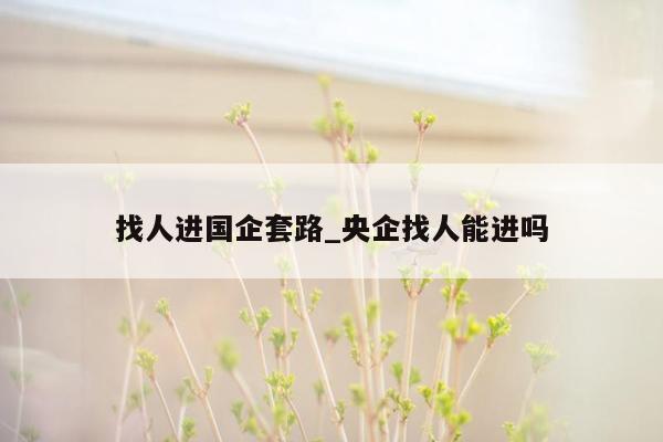 找人进国企套路_央企找人能进吗