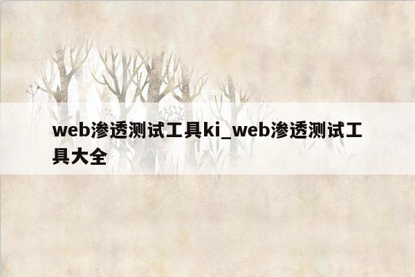 web渗透测试工具ki_web渗透测试工具大全