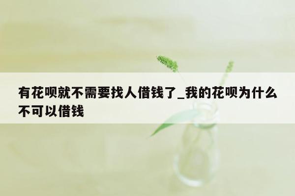 有花呗就不需要找人借钱了_我的花呗为什么不可以借钱