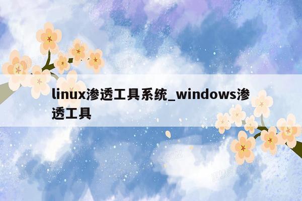 linux渗透工具系统_windows渗透工具