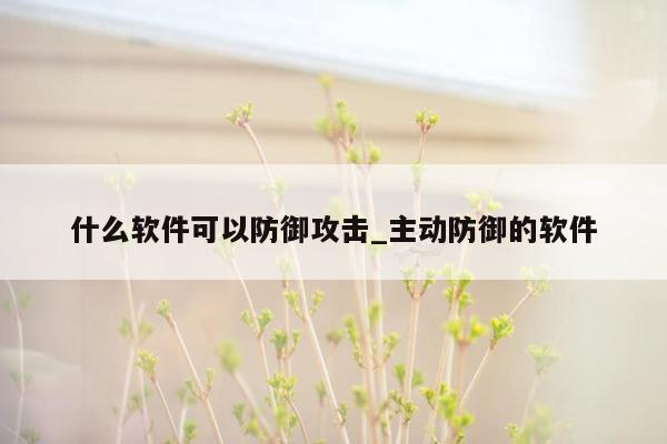 什么软件可以防御攻击_主动防御的软件