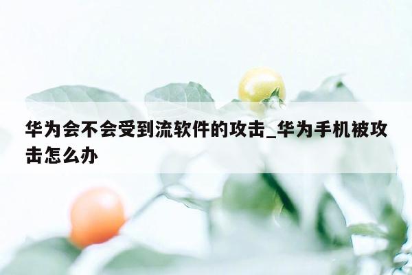 华为会不会受到流软件的攻击_华为手机被攻击怎么办