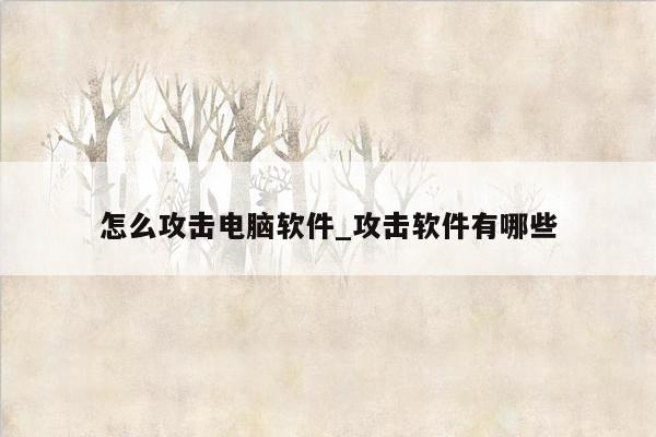 怎么攻击电脑软件_攻击软件有哪些