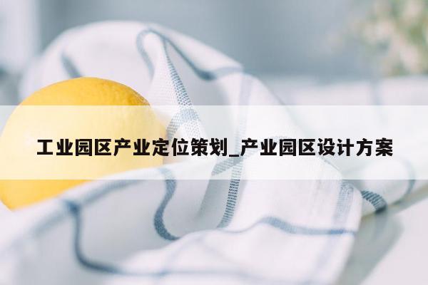 工业园区产业定位策划_产业园区设计方案