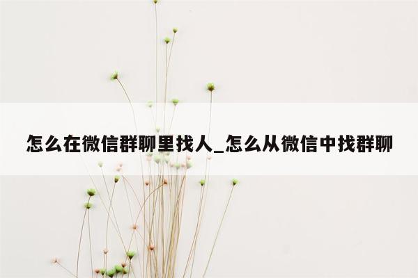 怎么在微信群聊里找人_怎么从微信中找群聊