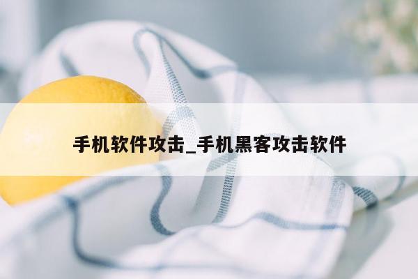 手机软件攻击_手机黑客攻击软件