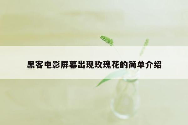 黑客电影屏幕出现玫瑰花的简单介绍