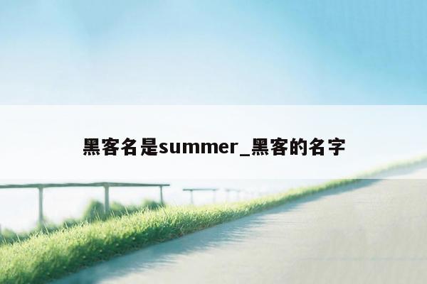 黑客名是summer_黑客的名字