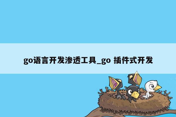 go语言开发渗透工具_go 插件式开发