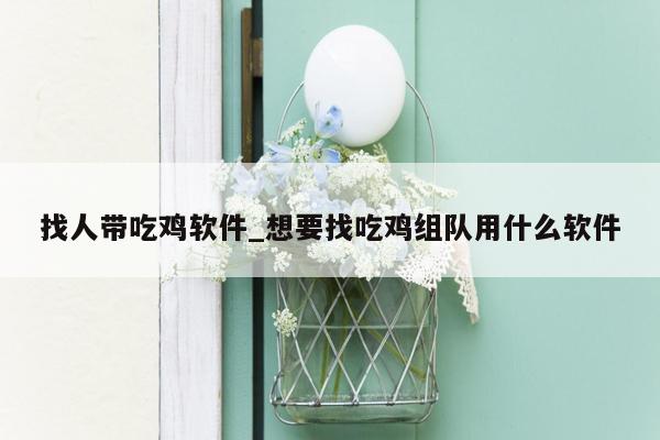 找人带吃鸡软件_想要找吃鸡组队用什么软件