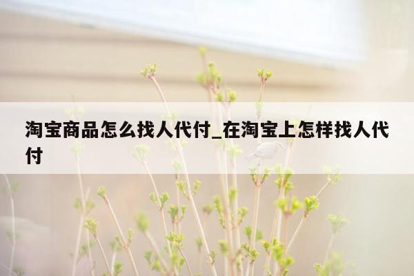 淘宝商品怎么找人代付_在淘宝上怎样找人代付