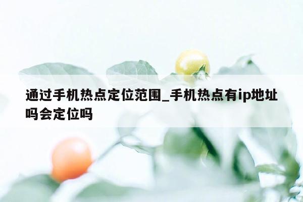 通过手机热点定位范围_手机热点有ip地址吗会定位吗