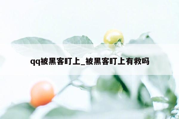 qq被黑客盯上_被黑客盯上有救吗