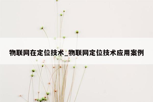 物联网在定位技术_物联网定位技术应用案例