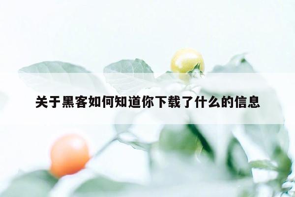 关于黑客如何知道你下载了什么的信息