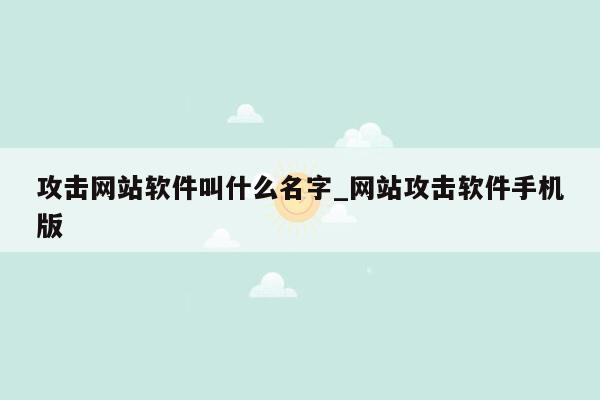 攻击网站软件叫什么名字_网站攻击软件手机版