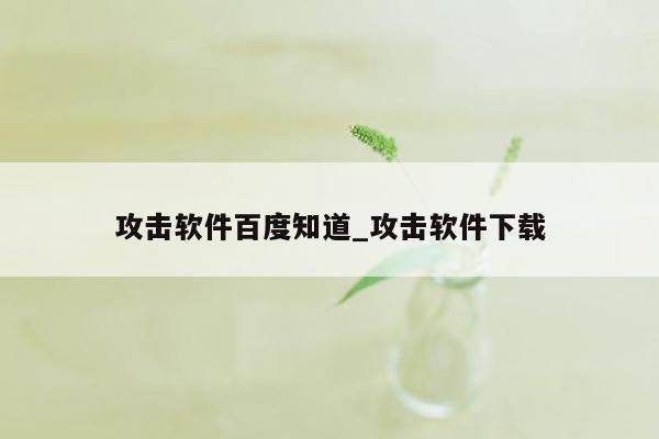 攻击软件百度知道_攻击软件下载