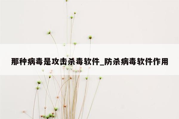 那种病毒是攻击杀毒软件_防杀病毒软件作用