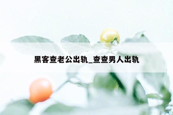 黑客查老公出轨_查查男人出轨