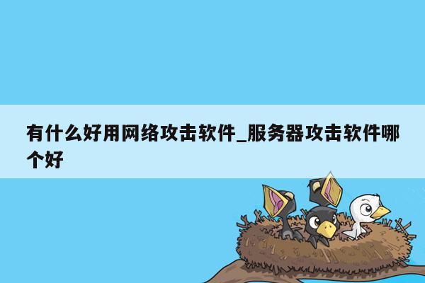 有什么好用网络攻击软件_服务器攻击软件哪个好