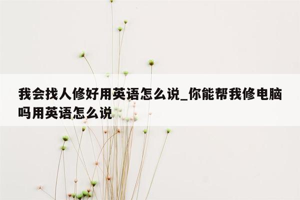 我会找人修好用英语怎么说_你能帮我修电脑吗用英语怎么说