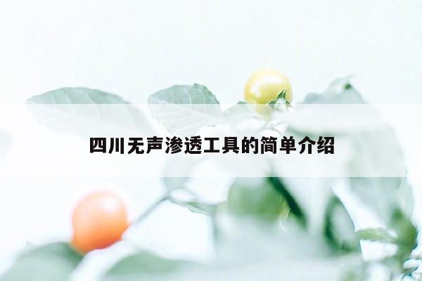 四川无声渗透工具的简单介绍