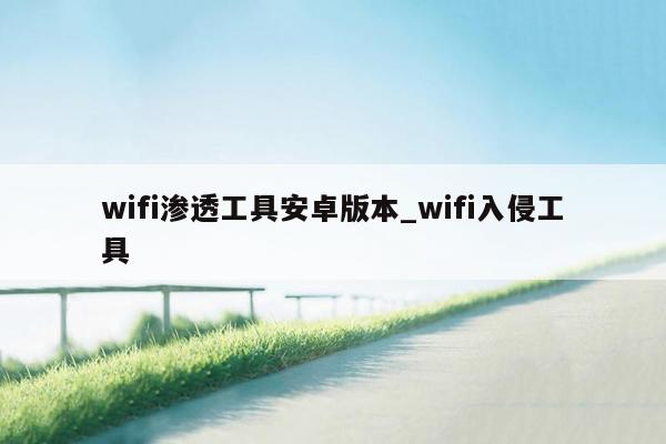 wifi渗透工具安卓版本_wifi入侵工具