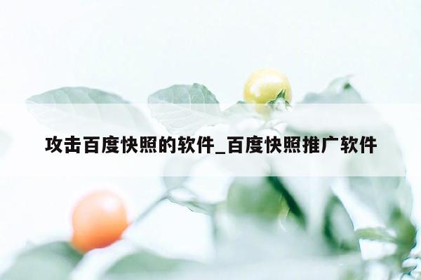 攻击百度快照的软件_百度快照推广软件