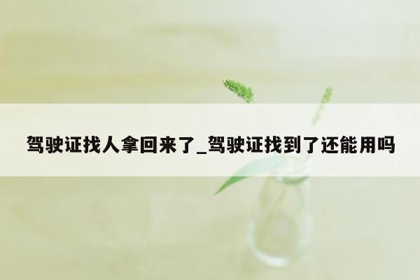 驾驶证找人拿回来了_驾驶证找到了还能用吗