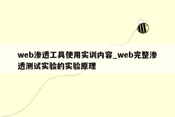 web渗透工具使用实训内容_web完整渗透测试实验的实验原理