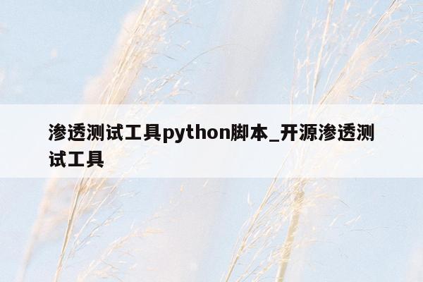 渗透测试工具python脚本_开源渗透测试工具