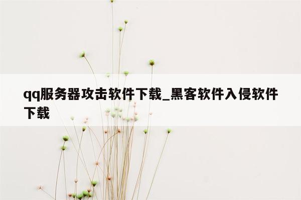 qq服务器攻击软件下载_黑客软件入侵软件下载