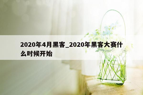 2020年4月黑客_2020年黑客大赛什么时候开始