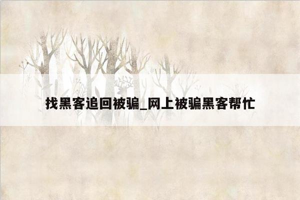 找黑客追回被骗_网上被骗黑客帮忙