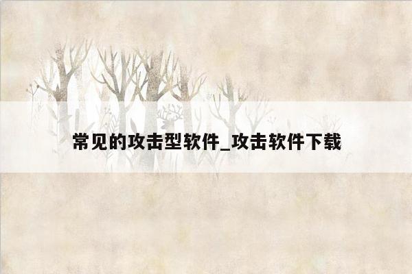 常见的攻击型软件_攻击软件下载