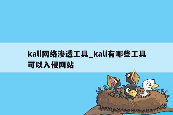 kali网络渗透工具_kali有哪些工具可以入侵网站