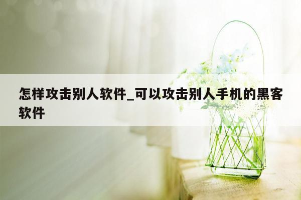 怎样攻击别人软件_可以攻击别人手机的黑客软件