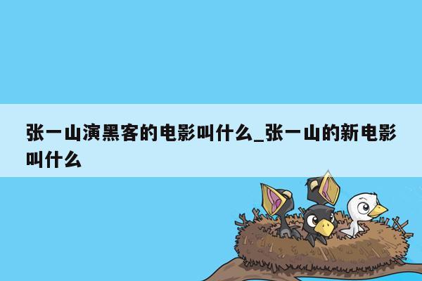 张一山演黑客的电影叫什么_张一山的新电影叫什么