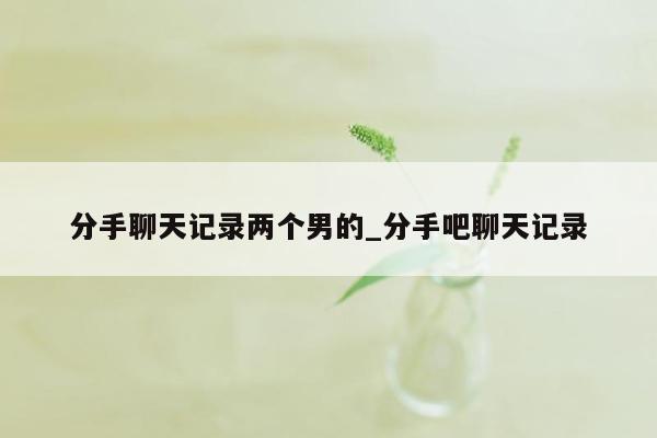 分手聊天记录两个男的_分手吧聊天记录