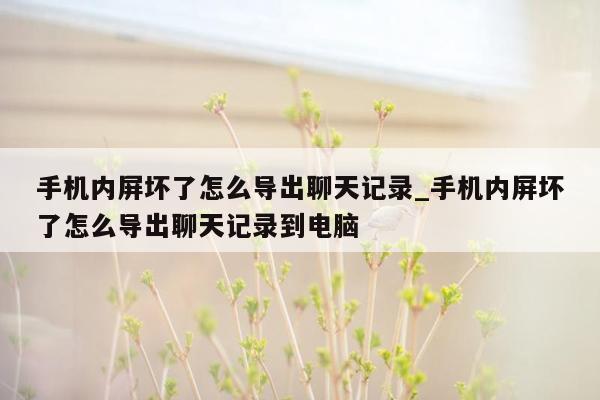 手机内屏坏了怎么导出聊天记录_手机内屏坏了怎么导出聊天记录到电脑