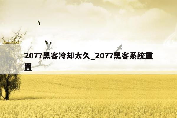 2077黑客冷却太久_2077黑客系统重置